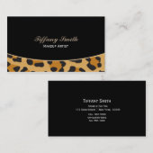 Leopard Cheetah Print Black Business Card Visitenkarte (Vorne/Hinten)