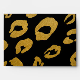 Leopard Cheetah Print Black & Gold Glam Umschlag