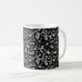 Leopard Cheetah Print Black Silver Grau Kaffeetasse (VorderseiteRechts)