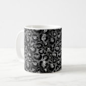 Leopard Cheetah Print Black Silver Grau Kaffeetasse (Vorderseite Links)