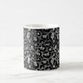 Leopard Cheetah Print Black Silver Grau Kaffeetasse (Mittel)