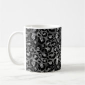 Leopard Cheetah Print Black Silver Grau Kaffeetasse (Links)