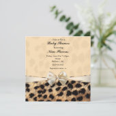Leopard Cheetah Print Bow Party Einladung (Stehend Vorderseite)