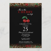 Leopard Cheetah Print Cherry On Top Birthday Einladung (Vorderseite)