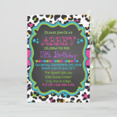 Leopard / Cheetah Print Einladung Geburtstag (Stehend Vorderseite)