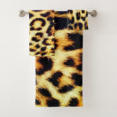 Leopard Cheetah Print Imitate Fur Badhandtuch Set (Insitu)