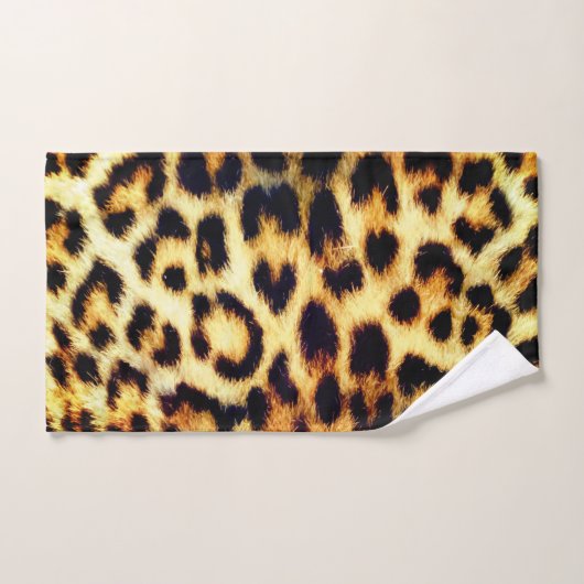 Leopard Cheetah Print Imitate Fur Badhandtuch Set (Handtuch)