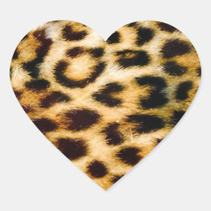 Leopard Cheetah Print Imitate Fur Herz-Aufkleber