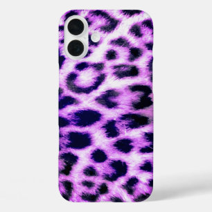 Leopard Cheetah Print Imitate Fur Rosa iPhone 16 Plus Hülle
