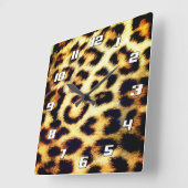Leopard Cheetah Print Imitats Fur mit Zahlen Quadratische Wanduhr (Winkel)