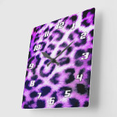 Leopard Cheetah Print Imitats Fur pink mit Zahlen Quadratische Wanduhr (Winkel)