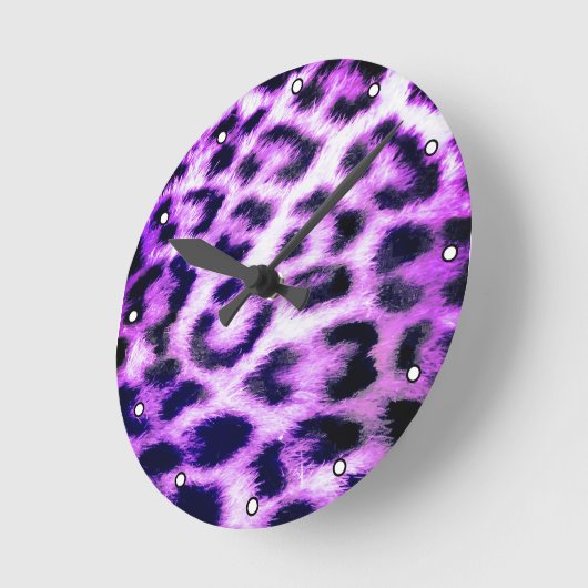 Leopard Cheetah Print Imitats Fur rosa mit Punkten Runde Wanduhr (Winkel)