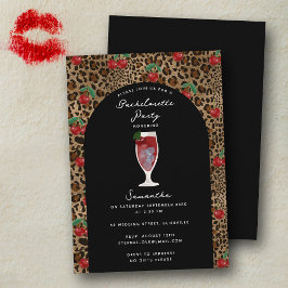 Leopard Cheetah Print Kirsch Cocktail Junggesellin Einladung
