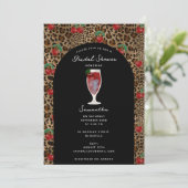 Leopard Cheetah Print Kirsch Hochzeitsdusche Einladung (Stehend Vorderseite)