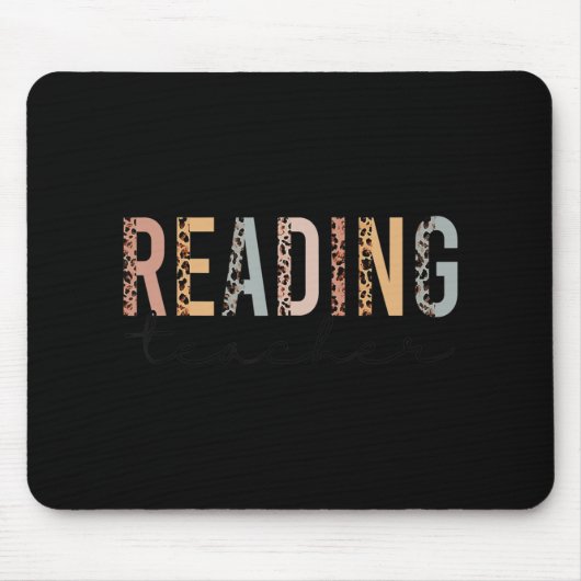 Leopard Cheetah Print Reading Lehrer Spaß zurück z Mousepad (Vorne)