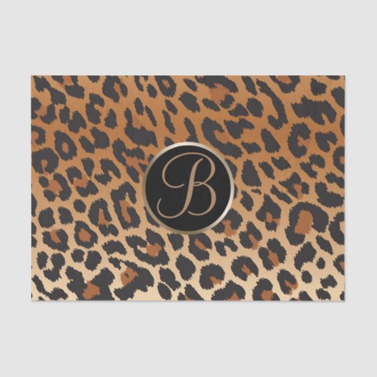 Leopard Cheetah Print Spot Monogram Letter Initial Seidenpapier (Vorderseite)
