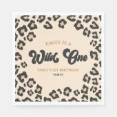 Leopard Cheetah Print Wild 1. Geburtstag Party Serviette (Vorderseite)