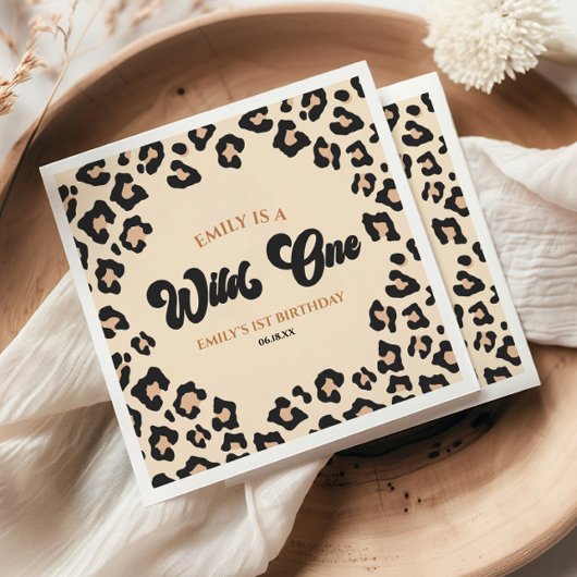 Leopard Cheetah Print Wild 1. Geburtstag Party Serviette