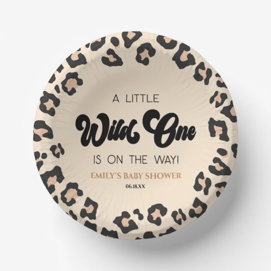 Leopard Cheetah Print Wild One Baby Dusche Pappteller (Vorderseite)