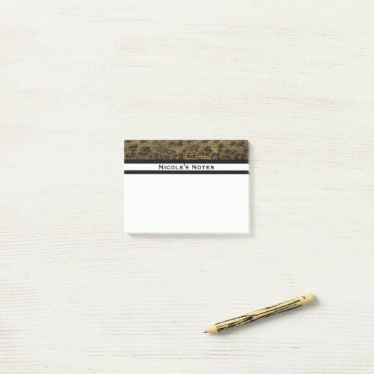 Leopard Cheetah Sparkle Glam Trendy Personalisiert Post-it Klebezettel (Auf Schreibtisch)