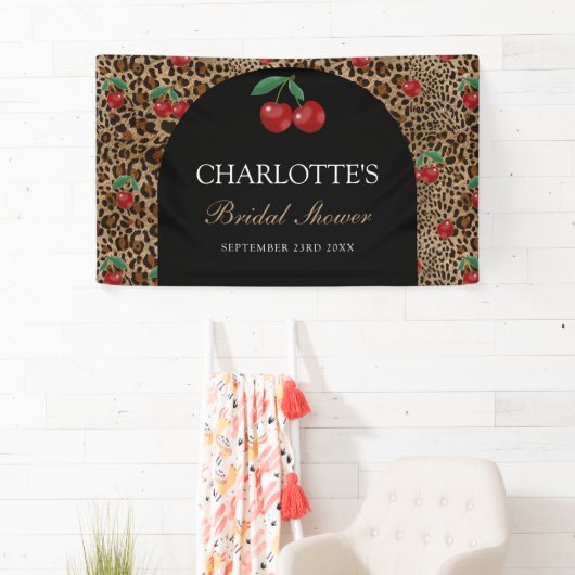 Leopard Cheetah Tierdruck Kirsch Junggesellinnenab Banner (Insitu)