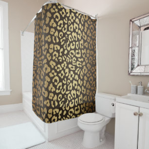 Leopard Cheetah Tierhautdruck Moderne Glamour Gold Duschvorhang