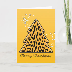Leopard Cheetah Weihnachtsbaum Grußkarte Feiertagskarte