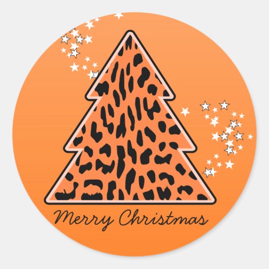 Leopard cheetah Weihnachtsbaum Sticker (Vorderseite)