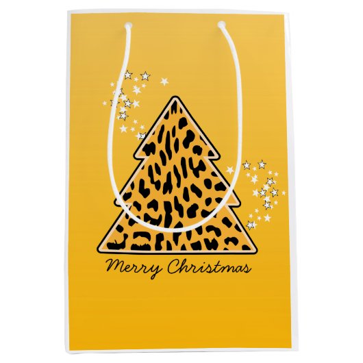 Leopard cheetah Weihnachtsbaum Sticker Mittlere Geschenktüte (Vorderseite)