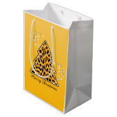 Leopard cheetah Weihnachtsbaum Sticker Mittlere Geschenktüte (Rückseite Schrägansicht)