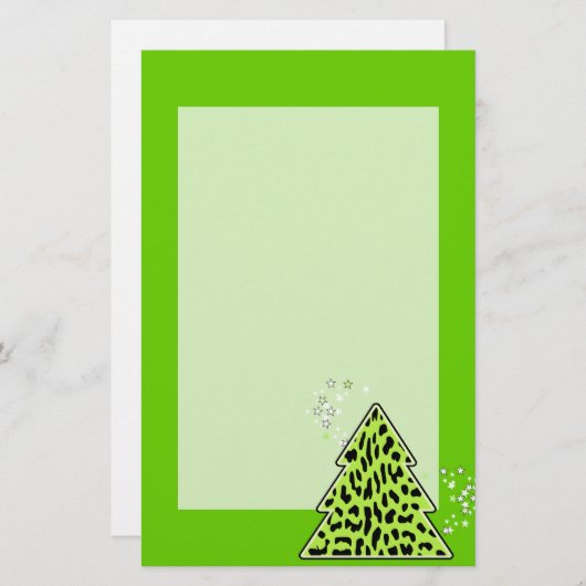 Leopard cheetah Weihnachtsbaumgeschichten Briefpapier (Vorne/Hinten)