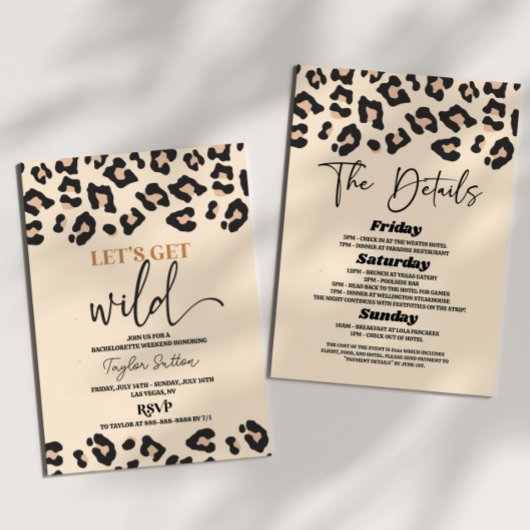 Leopard Cheetah Wild Bachelorette Weekend Party Einladung