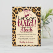 Leopard Cherry Pink Schleife Geburtstag Cute & Gla Einladung (Stehend Vorderseite)
