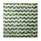 Leopard Chevron Schwarz und Grün Druck Fliese (Vorderseite)
