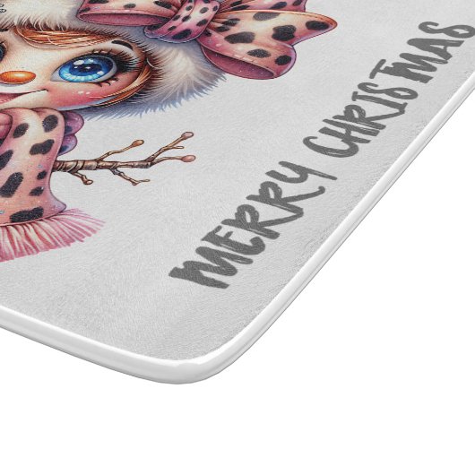 Leopard Chic Christmas Snowman Schneidebrett (Ecke)