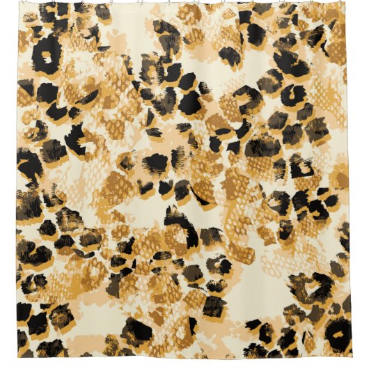 Leopard Chic: Vintages Muster Eleganz. Duschvorhang (Vorderseite)