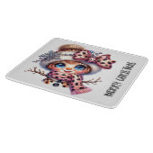 Leopard-Chic-Weihnachts-Schneemann Schneidebrett (Ecke)