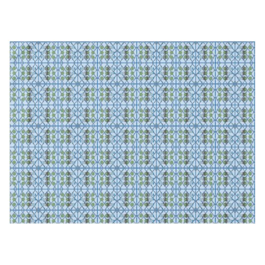 Leopard Chinoiserie Blue Ginger Jar Topiary Tischdecke (Vorderseite (Horizontal))