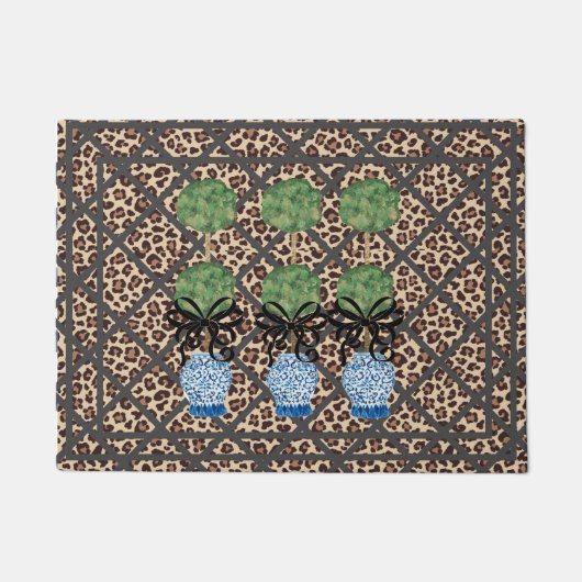 Leopard Chinoiserie Ginger Jar Doormat Rug Fußmatte (Vorderseite)