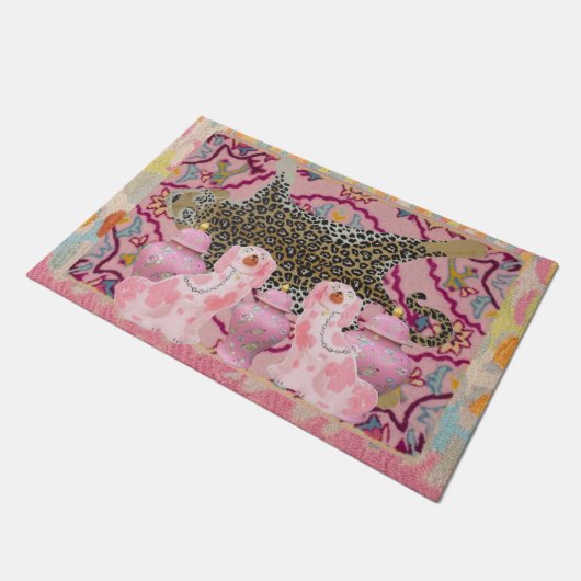 Leopard Chinoiserie Ginger Jar jars Doormat Rug Fußmatte (Schrägansicht)