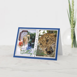 Leopard Christmas Grußkarte Feiertagskarte