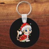Leopard Christmas Lights Santa Costume Cute Animal Schlüsselanhänger (Vorderseite)
