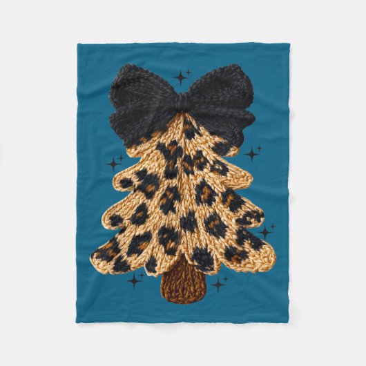 Leopard Christmas Tree,christmas Coquette Bow Yarn Fleecedecke (Vorderseite)