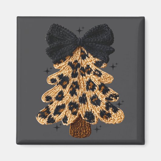 Leopard Christmas Tree,christmas Coquette Bow Yarn Magnet (Vorne)