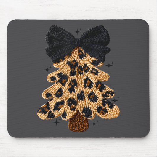 Leopard Christmas Tree,christmas Coquette Bow Yarn Mousepad (Vorne)
