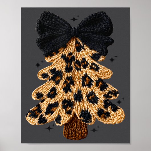 Leopard Christmas Tree,christmas Coquette Bow Yarn Poster (Vorne)