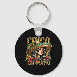 Leopard Cinco De Mayo Girl Mexican Fiesta 5 De May Schlüsselanhänger