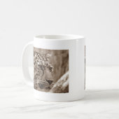 Leopard Closeup Sepia HD Foto Kaffeetasse (Vorderseite Links)