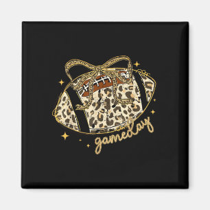 Leopard Coquette Bogen Spieltags Football-Mutter-T Magnet