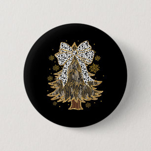 Leopard Coquette Bow Camouflage Weihnachtsbaum Jag Button